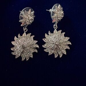 Nolan Miller silver pave sunburst earrings